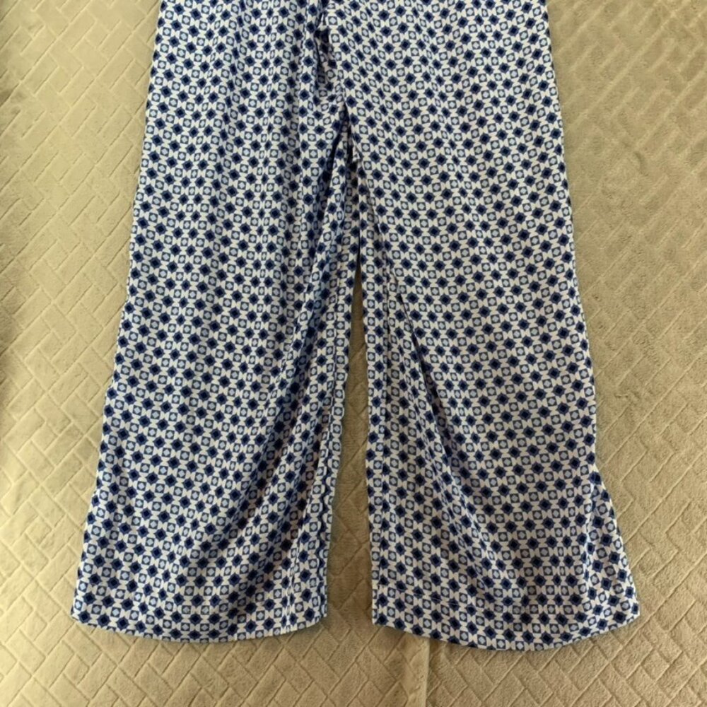 Singlethread Pants Womens Sp Blue Geometric Baggy Straight Leg Boho Coastal - Picture 11 of 14